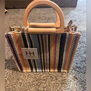 Haute Hippie Striped Tote with Wooden Handles
